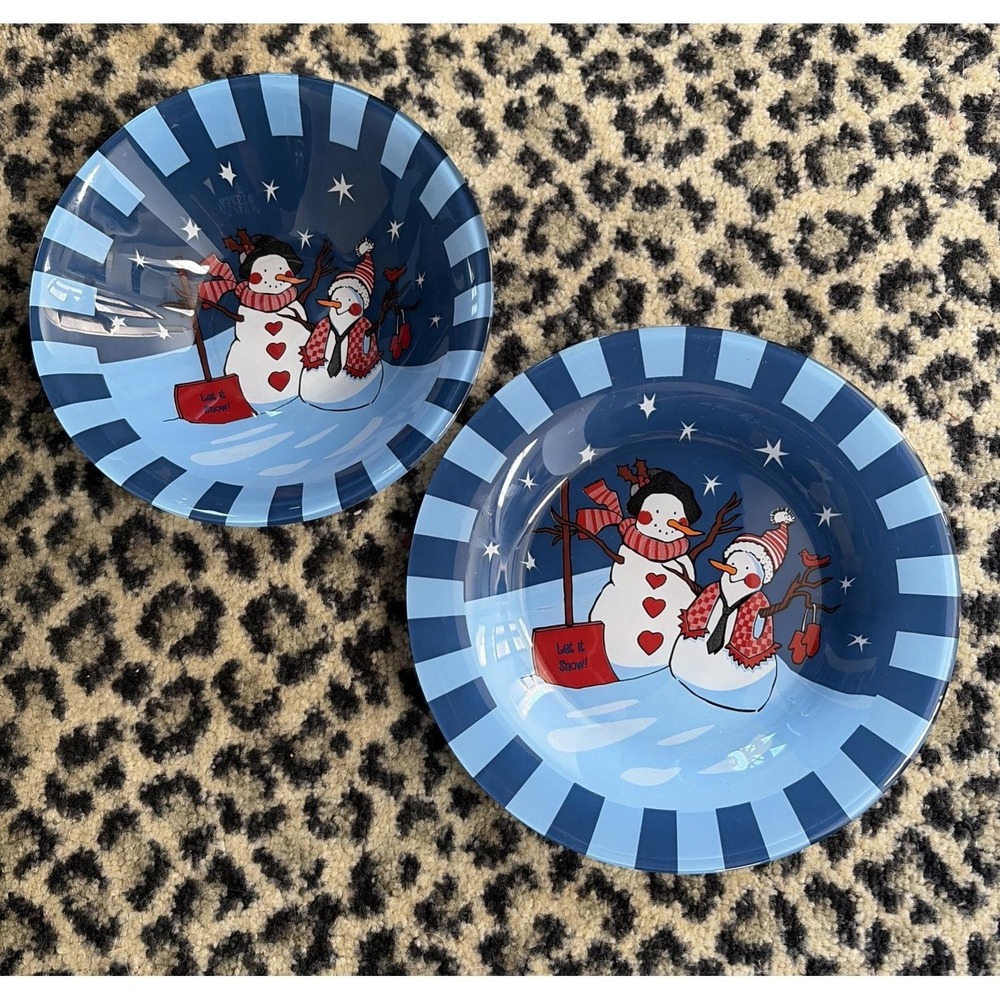 Arcoroc‎ Let it Snow Snowmen Glass Bowl & Plate Winn Dixie Christmas Dinnerware